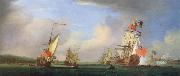 Monamy, Peter The Royal yacht Peregrine and another yacht in the Medway off Gillingham Kent,Passing Upnor Castel oil painting artist
